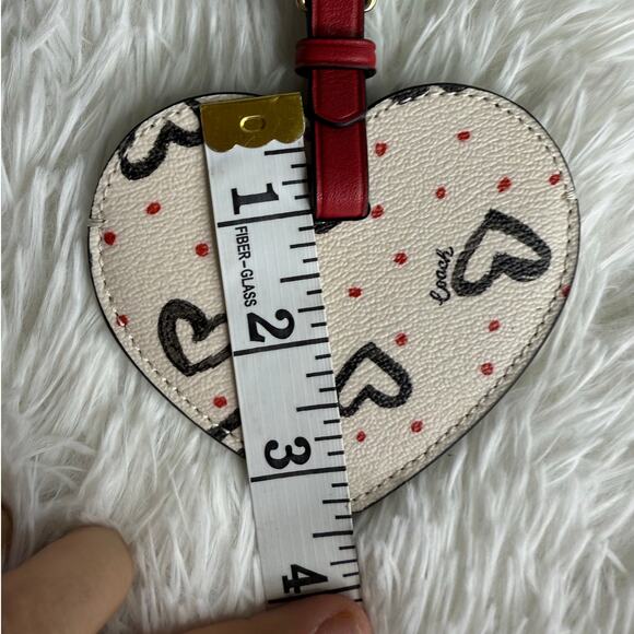 Coach Luggage Tag Red Heart Print Canvas Charm - Picture 7 of 8